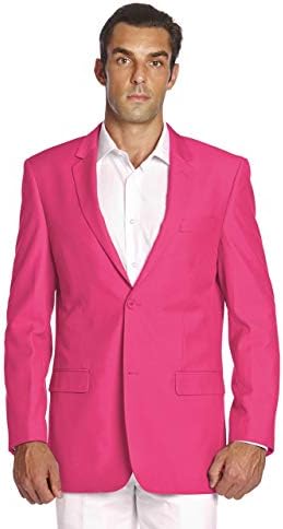 CONCITOR Men's Suit Jacket Separate Blazer Coat Solid HOT PINK Color Two Button