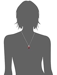 Plata de ley y oro amarillo de 14 K Creado Ruby Corazón y diamond-accent Collar con Colgante, (.006 quilates, I-J Color, claridad I2-I3), 18"