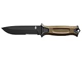 Gerber StrongArm 420 High Carbon Stainless Steel Fixed Blade Full Tang Knife with Molle Compatible Multi-Mount Sheath - Serrated Edge - Coyote Brown (30-001059)