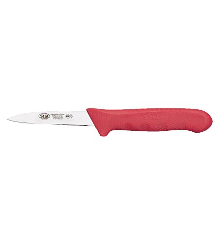 Winco KWP-30R StÃ¤l Stamped Cutlery Paring Knife 3-1/4" Stainless Steel Blade, Red Plastic Handle, Set of 2