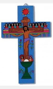 Wood Cross Last Supper. 25cms Cross.Cross of the Last Supper Wood Crucifix.