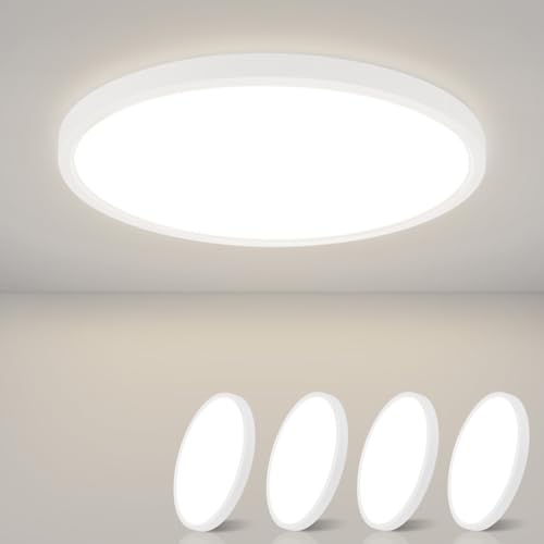 ZMH Deckenlampe LED Deckenleuchte Flach - 4ER Badezimmerlampe 18W Neutralweiß Ø23cm Badezimmer Deckenbeleuchtung Schlafzimmerlampe IP44 Wasserdicht Ba