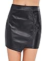 ZAFUL Women's Faux Leather Asymmetrical Mini Skirt High Waisted Zipper Bodycon Pencil Skirt