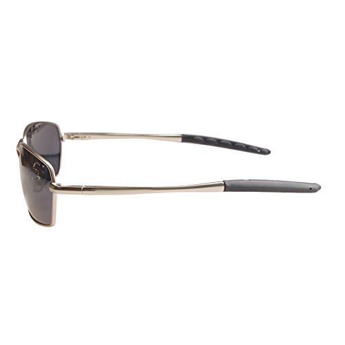 ZHILE 8-base Curve Wrap Metal Frame Polarized Oval Sunglasses for Men Driving Fishing (Silver frame Grey lens, 60) - Thumbnail 2