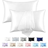 Satin Pillowcase for Hair and Skin Set of 2, White
