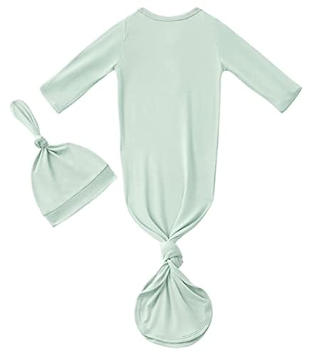 Newborn Baby Boys Girls Knotted Gown Hat Set Soft Viscose from - Main Image