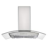 Zuhne iChorus 36 inch Kitchen Island Vented/Ductless Stainless Steel Range Hood or Stove Vent with Energy Saving Touch Control & LED Lights
