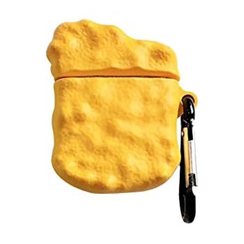 BONTOUJOUR AirPods Case, Super Cute Creative Funny Food Hamburger Chicken Theme AirPods Case, Soft Silicone Case Cover Protective Skin for AirPods 1/2+Hook-Chicken Nuggets