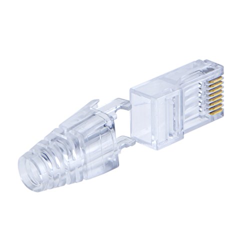CableCreation 50-PACK Cat 6 RJ45 Plug with hood Connector, Transparent