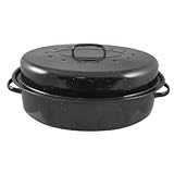 Home Basics Non-Stick Carbon Steel Roaster with Lid And Dual Handles, Black