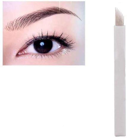 Salmony® 30 Pieces 7pin Eyebrow Permanent Makeup Needle 3D Manual Tattoo Microblading Sloped Blades