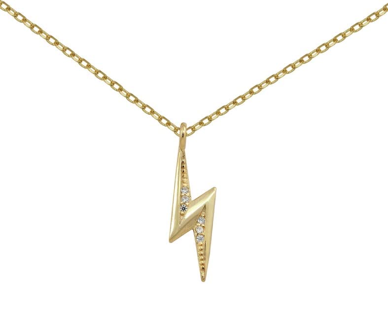 Tourmalina by Martina Silver Lightning Necklace with Zirconia Stones, 38+5 cm Length, Silver