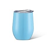 12oz Insulated Wine Cups Premium Stainless Steel Glass Tumbler, Stemless Wine Tumbler Double Wall Vacuum Mug with Lid for Adults,Unbreakable and Portable for Coffee,Cocktaill,Champagne,Drinks,5 Colors
