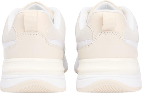 Donna Sneakers Running Casual Fashion in Pelle, Blu (White/Soft Cream), 38