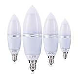 YRLighting Electrophoretic E12 LED Bulbs, 12W LED Candelabra Bulb 100 Watt Equivalent, 1200lm, Decorative Candle Base E12 Non-Dimmable LED Chandelier Bulbs, Daylight White 6000K LED Lamp, Pack of 4