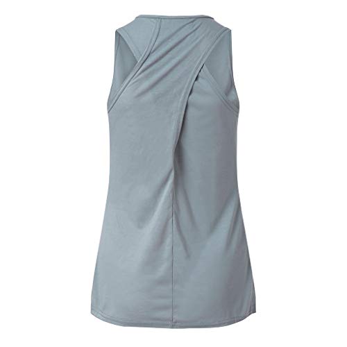 ZEFOTIM Workout Tops for Women,Cross Back Yoga Shirt Sleeveless Racerback Workout Active Tank Top(A-Gray,XX-Large)