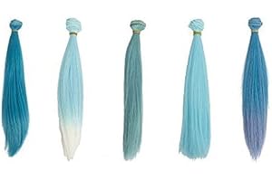 MUZI WIG 5.9 x 39.4 In, 5rolls Curly Heat Resistant Doll Hair Wefts for DIY