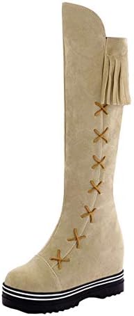 Rosennie Womens Bootie,Fashion Women Autumn Snow Winter Lace-Up Casual Comfortable Breathable Waterproof Ankle Warm Leisure Zipper Platform Non-Slip Tassel Zip Scrub Long Tube