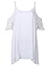 Persun Women Cold Shoulder Lace Trumpet Sleeve Spaghetti Strap Dress Tops