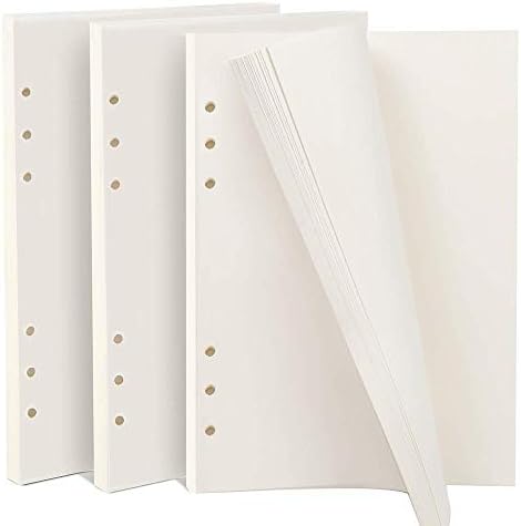 Blank A5 6-Ring Binder/Planner Refill Paper for Filofax,Binder Loose Leaf Notebook Planner, 6 Hole, 180 Sheets/360 Pages 21 x 14.2 cm