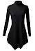 DJT Womens Turtleneck Long Sleeve Flared Hankerchief Hem Tunic X-Large Solid Black