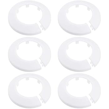 uxcell Pipe Collar 50mm PP Radiator Escutcheon Water Pipe Cover Decoration White 6 Pcs