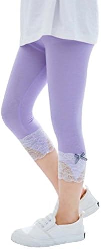DealHouse Kid Baby Girl's Modal Cropped Leggings Tights with Lace Trim Bowknot