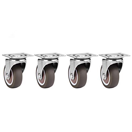 4pcs TPE Rubber Replacement Swivel Caster Wheels Heavy Duty Furniture Mute Soft Rubber Casters with or Without Brake(Without Brake)