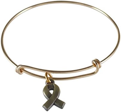 Emoji Single Charm Bracelet (Awareness Ribbon - Antique Gold)