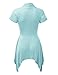 Made by Johnny MBJ WT1120 Womens Cross V Neck Short Sleeve Empire Line Panel Tunic Top L Aqua