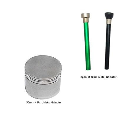 Metier Metal Herb Storage Grinder/Crusher with Honey Dust, Sliver, 50mm with Free Metal Shooter, 2 Pcs, 10cm
