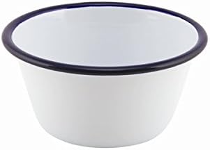 Genware 59512 Enamel Round Deep Pie Dish, 12 cm, Black/White