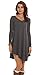 POSESHE Women's Long Sleeve Casual Loose T-Shirt Dress Grey Large