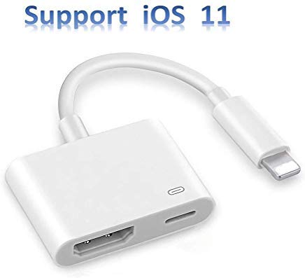 VANVENE lightning to HDMI, Lightning Digital AV Adapter with Lightning Charging Port Compatible for Select iPhone, iPad and iPod Models (White)