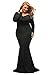 LALAGEN Women's Plus Size Off Shoulder Long Sleeve Formal Gown Black XXXL