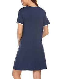 Ekouaer Camisón de manga corta para mujer, lindo pijama con parte superior a la altura del tobillo