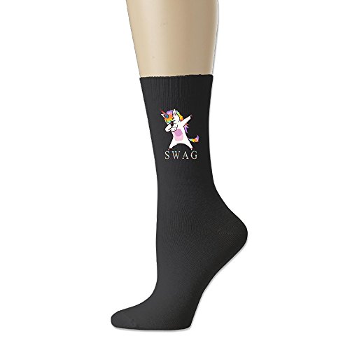 Swag Dabbing Unicorn Thick Padded Walking Socks, Crew Socks,Medium