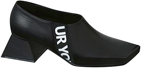 MODERN ALCHEMIST Cow Leather Square Toe Square Low Heel Black Pumps For Women 6 Black