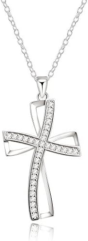 Silver I Love Jesus Cross Necklace Pendant Chain,Jewelry with a Luxury Gift Bag for Easy Gift Giving Womans Necklace Birthday Gifts For Women Gifts For Girls .925 Sterling Silver
