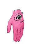 Callaway Golf 2017 Women's OptiColor Leather Glove, Pink, Small, Worn on Right Hand