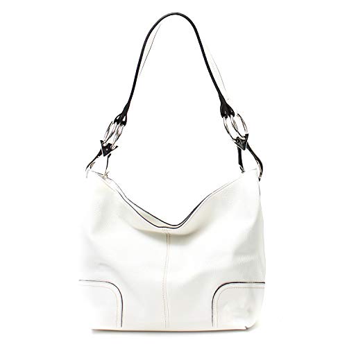 Americana Bucket Style Hobo Shoulder Bag with Big Snap Hook Hardware - Thumbnail 2