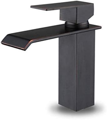 G FQXML Waterfall Bathroom Faucet Bronze Antique Faucets Bathroom Atainless Steel Taps Handle Banyo Musluk Rubinetto Bagno Basin Mixer,Black
