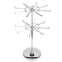 Plxixi Display Stand 2 Tier/3 Tier Counter Top Spinner Rack Silver Metal for Malls, Showroom,Retail Store (Silver, 2 Tier)