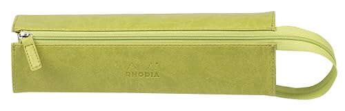 RHODIA 319016C - Trousse Plumier Anis - 23 x 5 x 5 cm - Ouverture à Plat pour Utilisation en tant que Plumier - Simili Cuir - Rangement Stylos, Crayons, Feutres, Petites Fournitures