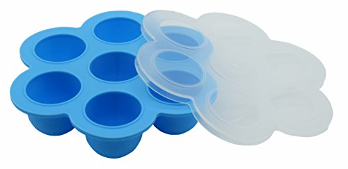 2Packs Silicone Egg Bites Molds for Instant Pot Accessories, Fits Instant Pot 5,6,8 qt Pressure Cooker, 7Cups Baby Food Storage Freezer Trays with Clip-On Lid (Blue)