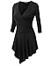 TWINTH Womens V-Neck 3/4 Sleeve Soft Fabric Unbalanced Hemline Drape Long Tunic Top