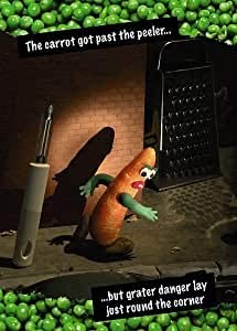 Violent Veg Greetings Card - Birthday - Past the Peeler.. Grater Danger..