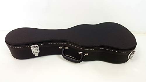 Student 24" Concert Black Leather Ukulele Case with Plush Interior Classic Hard Case (Black)