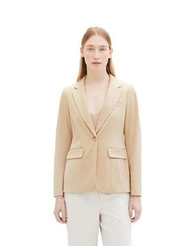 TOM TAILOR Damen Regular Fit Basic Blazer, 11485 - Sandy Beige, 42