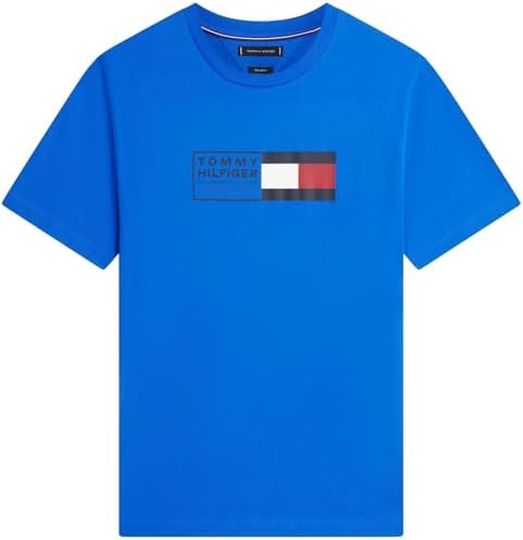 T-shirt de manga curta com caixa de texto Love da marca masculina feita de algodão, azul (azul real), L